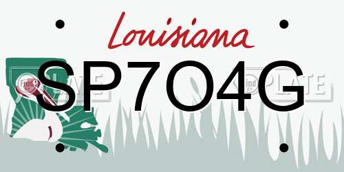 SP7O4G Louisiana License Plate