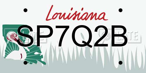SP7Q2B Louisiana License Plate