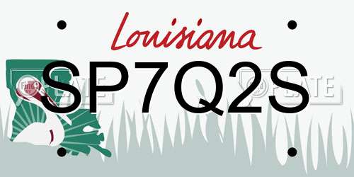 SP7Q2S Louisiana License Plate