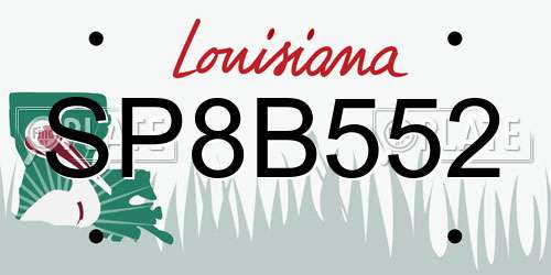 SP8B552 Louisiana License Plate