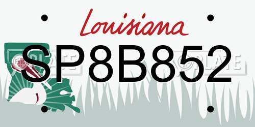 SP8B852 Louisiana License Plate