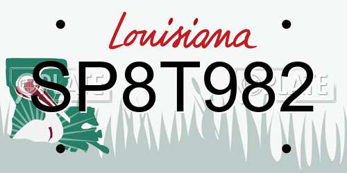 SP8T982 Louisiana License Plate