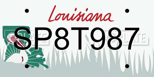 SP8T987 Louisiana License Plate