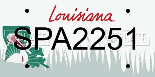 SPA2251 Louisiana License Plate