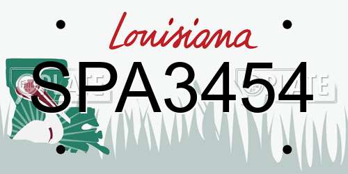 SPA3454 Louisiana License Plate