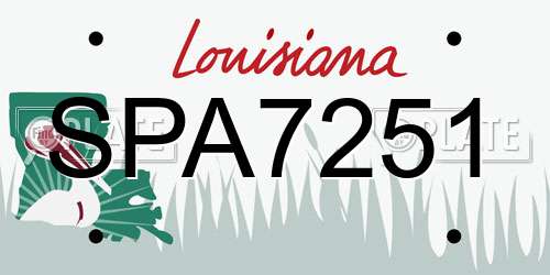 SPA7251 Louisiana License Plate