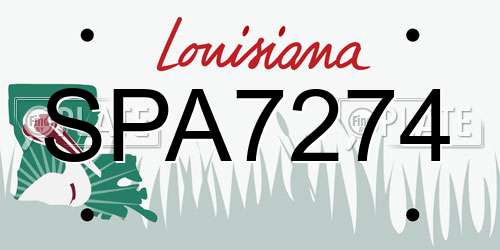 SPA7274 Louisiana License Plate