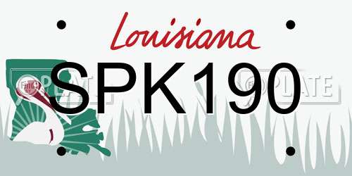 SPK190 Louisiana License Plate