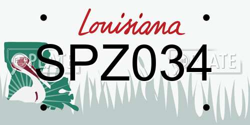 SPZ034 Louisiana License Plate