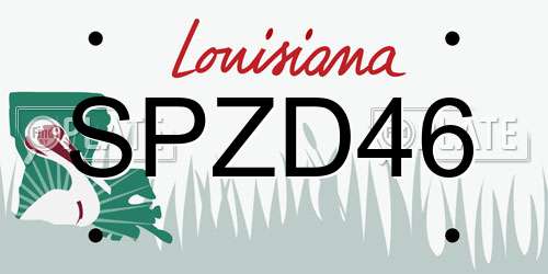 SPZD46 Louisiana License Plate