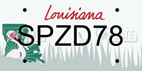 SPZD78 Louisiana License Plate