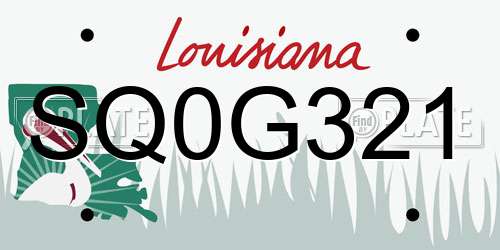 SQ0G321 Louisiana License Plate