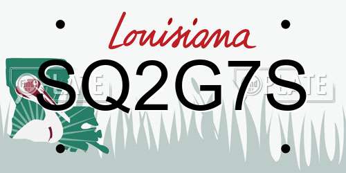 SQ2G7S Louisiana License Plate