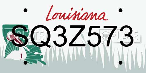 SQ3Z573 Louisiana License Plate