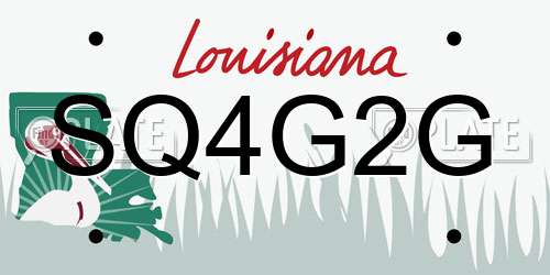SQ4G2G Louisiana License Plate