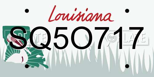 SQ5O717 Louisiana License Plate