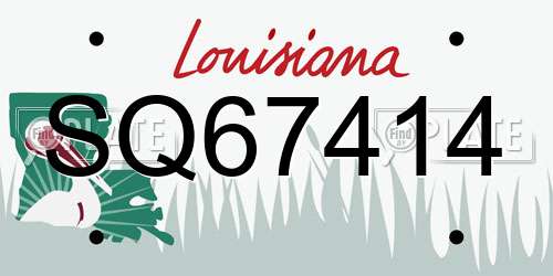 SQ67414 Louisiana License Plate