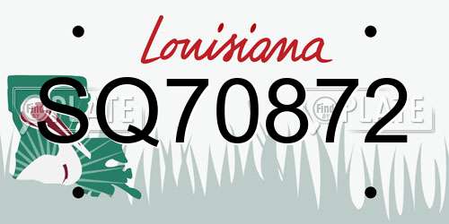 SQ70872 Louisiana License Plate