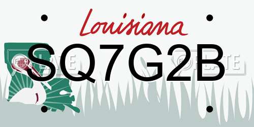 SQ7G2B Louisiana License Plate