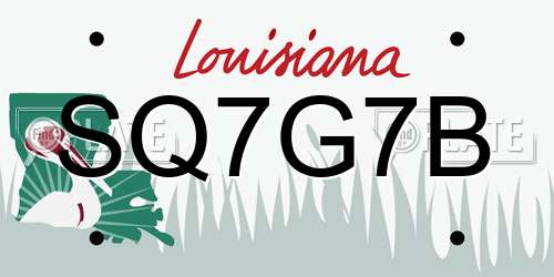 SQ7G7B Louisiana License Plate
