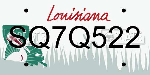 SQ7Q522 Louisiana License Plate