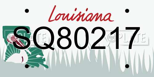 SQ80217 Louisiana License Plate