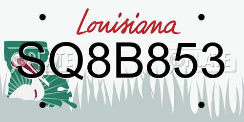 SQ8B853 Louisiana License Plate