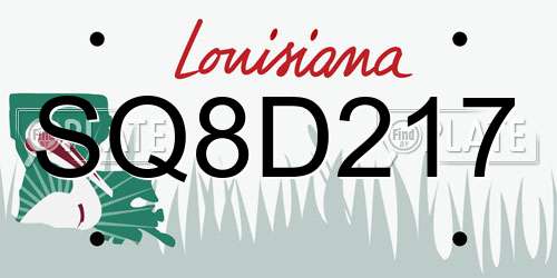 SQ8D217 Louisiana License Plate