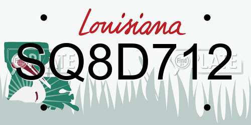SQ8D712 Louisiana License Plate