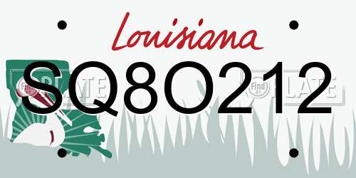 SQ8O212 Louisiana License Plate