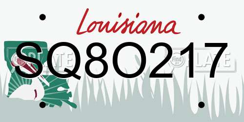 SQ8O217 Louisiana License Plate