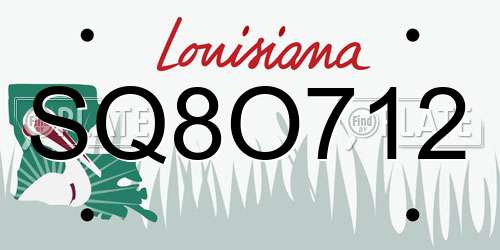 SQ8O712 Louisiana License Plate