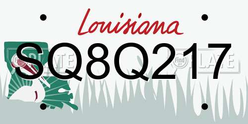 SQ8Q217 Louisiana License Plate