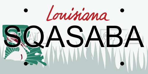 SQASABA Louisiana License Plate