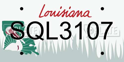 SQL3107 Louisiana License Plate