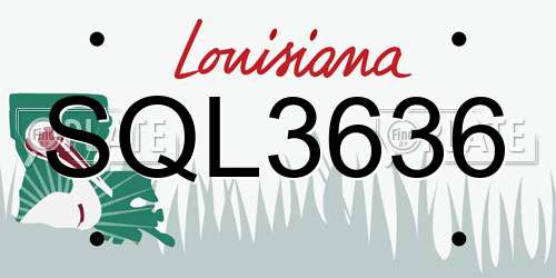 SQL3636 Louisiana License Plate