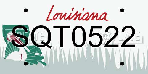 SQT0522 Louisiana License Plate