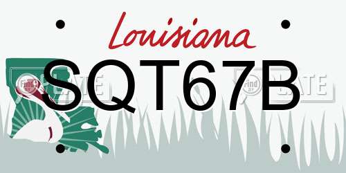 SQT67B Louisiana License Plate