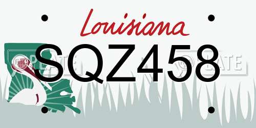 SQZ458 Louisiana License Plate