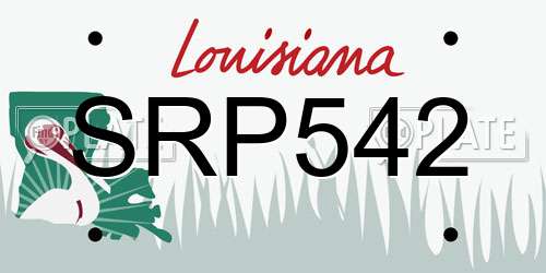 SRP542 Louisiana License Plate