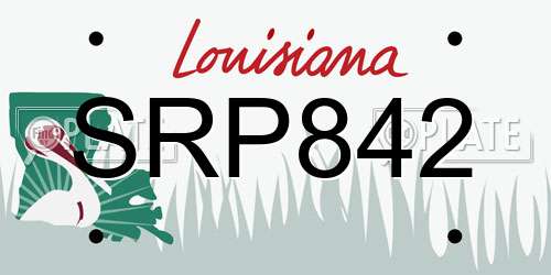 SRP842 Louisiana License Plate