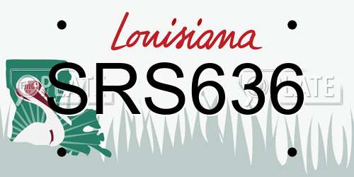 SRS636 Louisiana License Plate