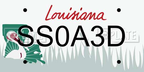 SS0A3D Louisiana License Plate