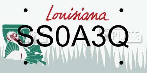 SS0A3Q Louisiana License Plate