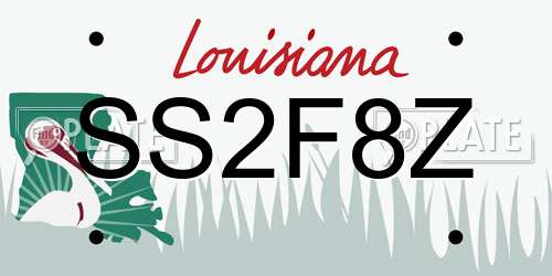 SS2F8Z Louisiana License Plate
