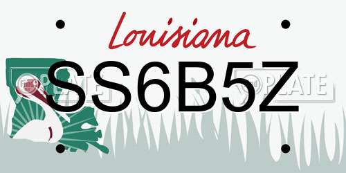 SS6B5Z Louisiana License Plate