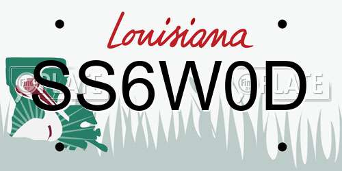 SS6W0D Louisiana License Plate
