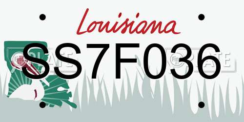 SS7F036 Louisiana License Plate