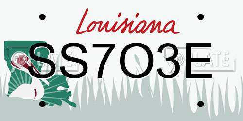 SS7O3E Louisiana License Plate