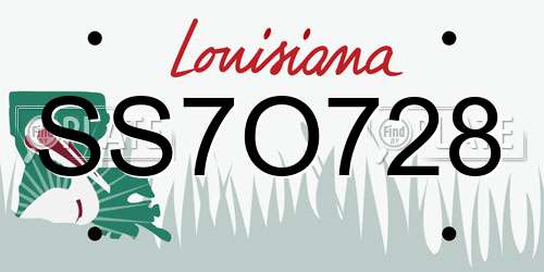 SS7O728 Louisiana License Plate